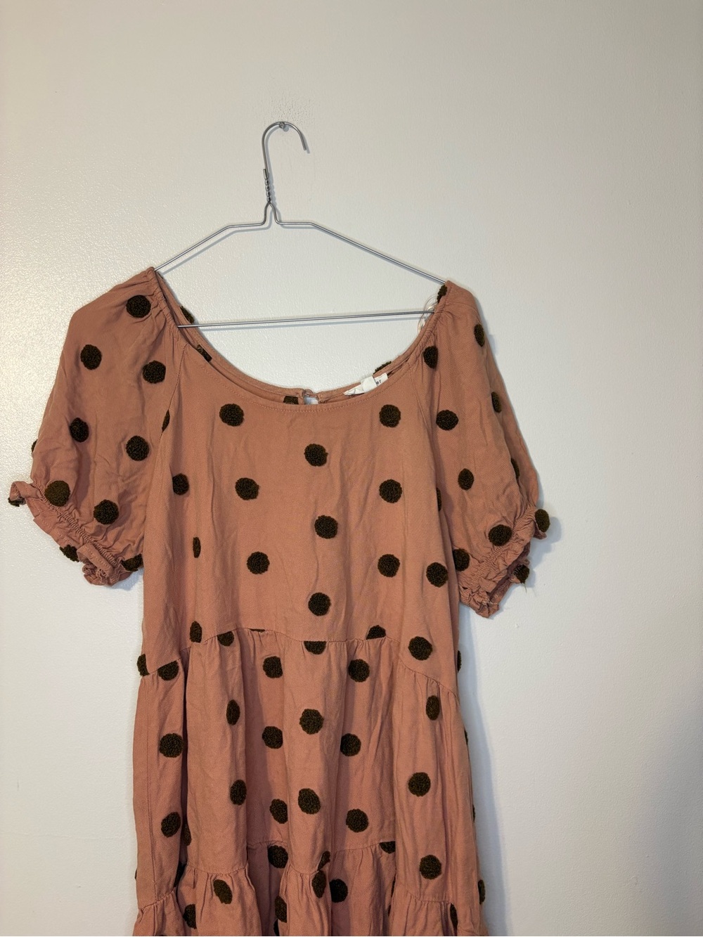Blu Pepper Dusty Rose Midi Dress with Black Polka Dots